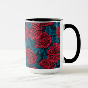 Red waratah flowers mug