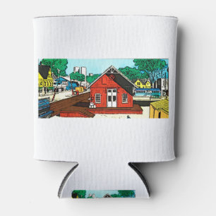 Red warehouse shed on the railroad can cooler