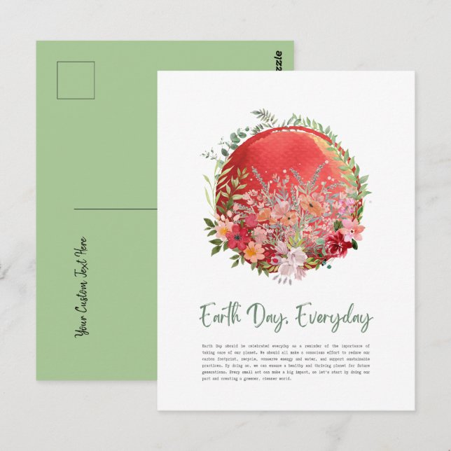 Red Warming Earth Day Everyday Postcard (Front/Back)