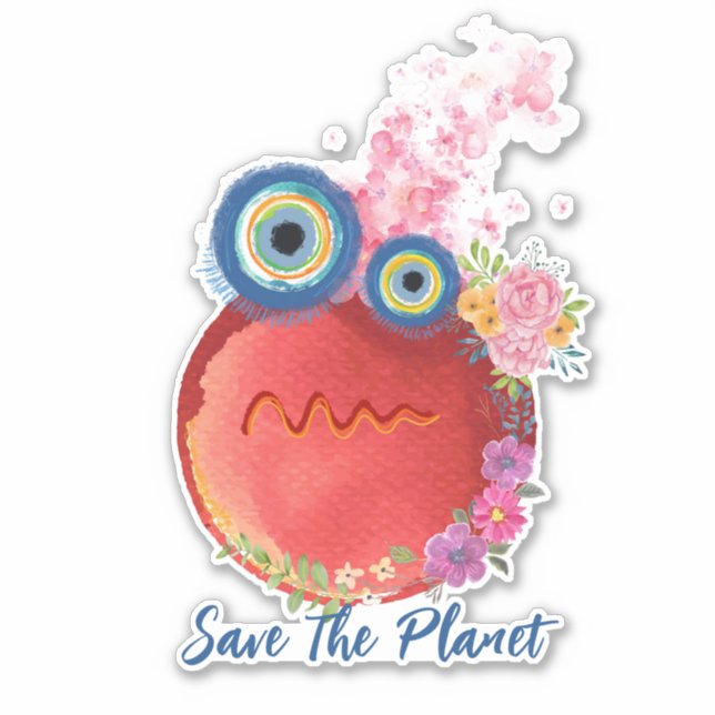 Red warming earth, Save The Planet Sticker (Front)