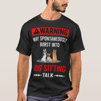 Red Warning Dog Sitting T-Shirt