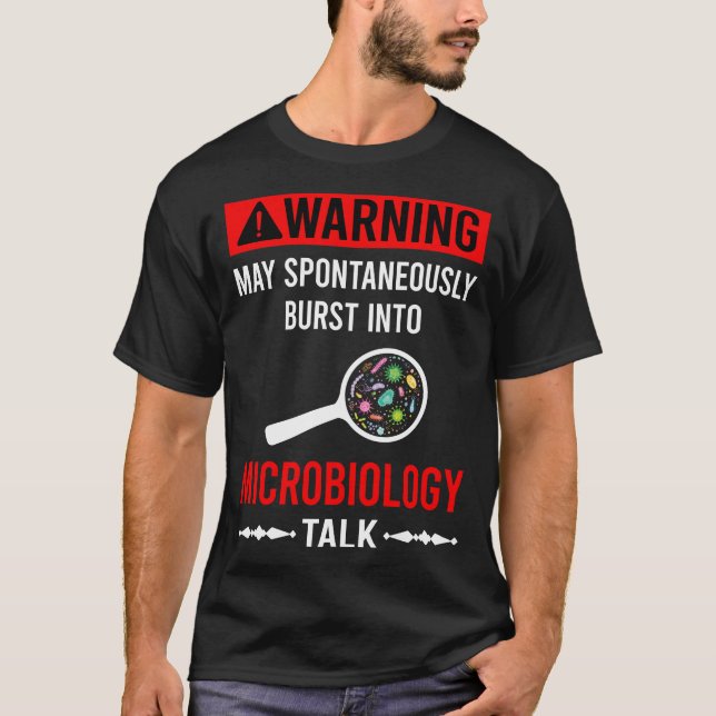 Red Warning Microbiology Microbiologist T-Shirt (Front)