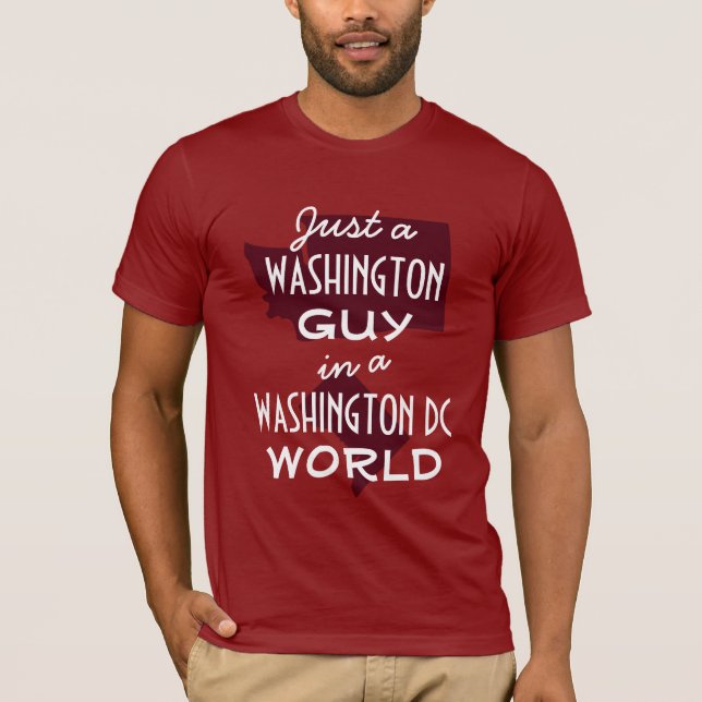 Red Washington State Guy in DC T-Shirt (Front)