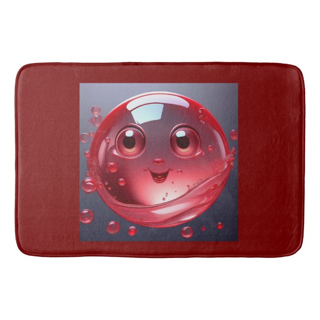 Red Water Bubble Emoji Bath Mat (Front)
