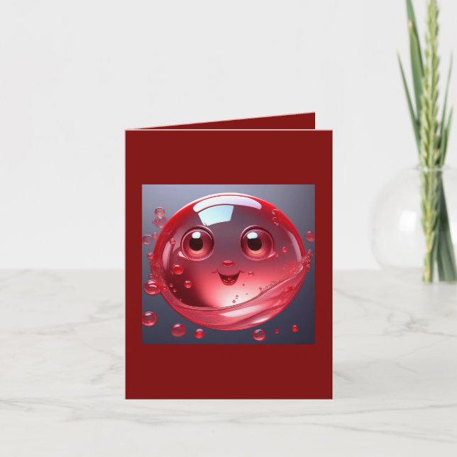 Red Water Bubble Emoji Invitation (Front)