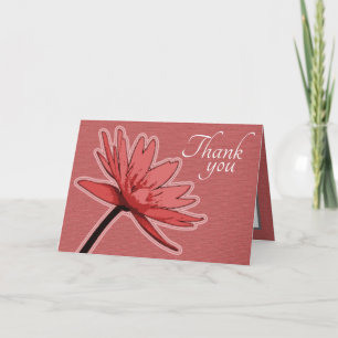 Red Water Lily Colour Chic Mod Floral Thank You Card