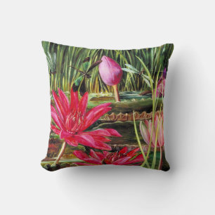Red Water Lily of Southern India Throw Pillow
