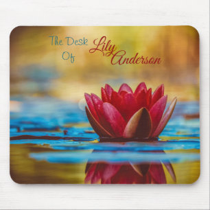 Red Water Lily "The Desk Of" *Personalize* Mouse Pad
