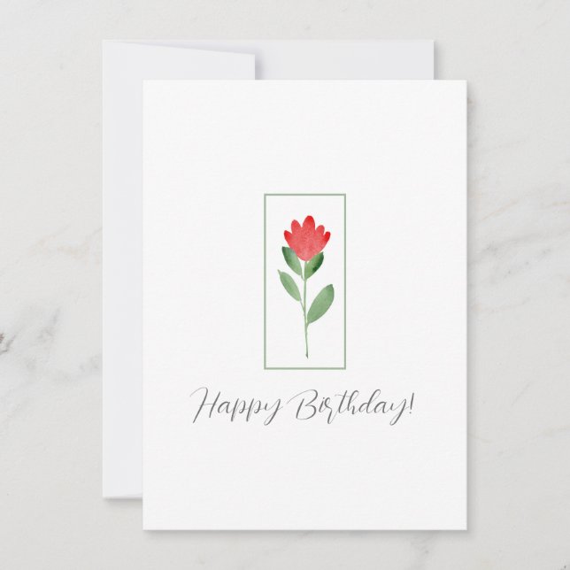 Red Watercolor Abstract Flower Card (Front)