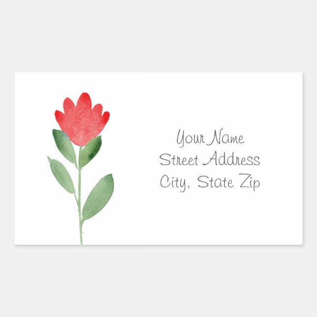 Red Watercolor Abstract Flower Sticker (Front)