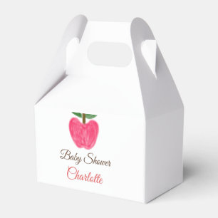 Red Watercolor apple baby shower add name title Favor Box