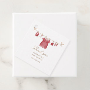 Red Watercolor Baby Shower Square Tag