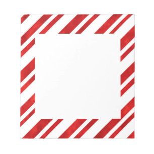 Red Watercolor Candy Cane Stripes Notepad