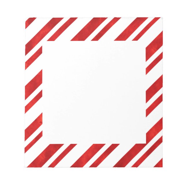 Red Watercolor Candy Cane Stripes Notepad (Front)