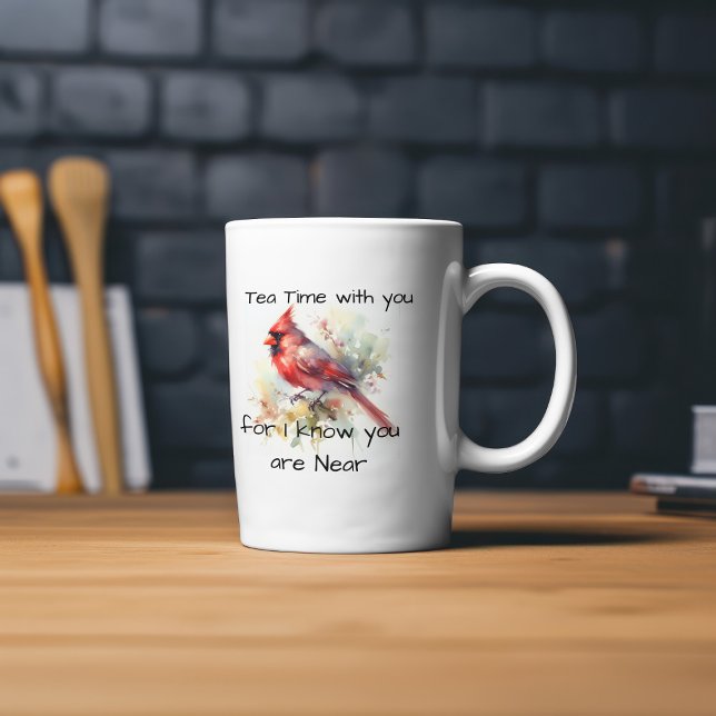 Red Watercolor  CARDINAL Personalize Bone China Mug (Creator Uploaded)