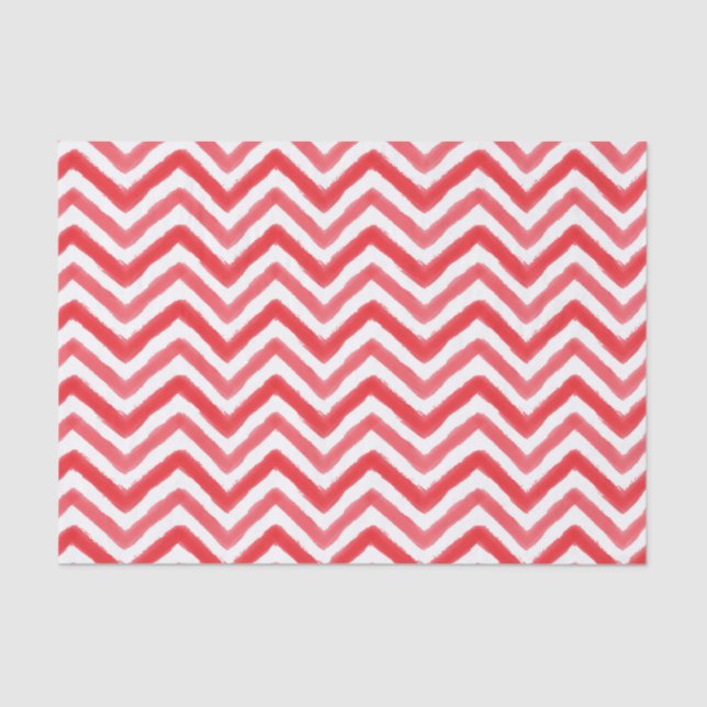 Red Watercolor Chevron Tissue Paper (Front)