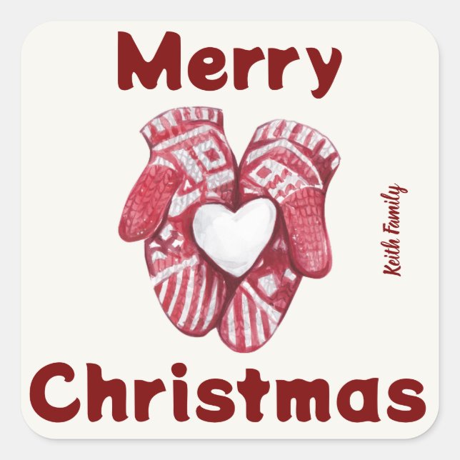 Red watercolor christmas sticker (Front)