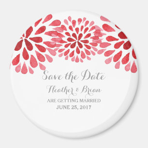 Red Watercolor Chrysanthemum Save the Date Magnet