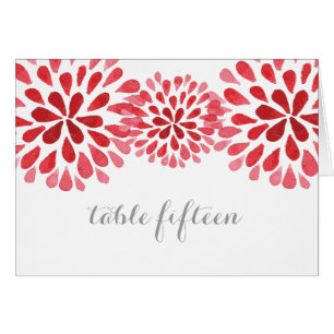 Red Watercolor Chrysanthemum Table Card