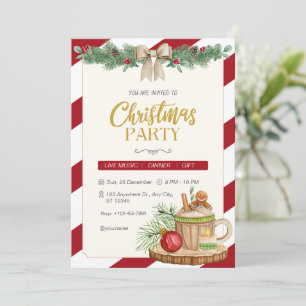 Red Watercolor Custom Branded Christmas Party Invitation
