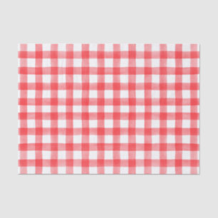 Red Watercolor Dots Gingham Tissue Paper