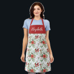 Red Watercolor Floral Custom Name Apron<br><div class="desc">This custom name red floral pattern with butterflies apron is a perfect for your kitchen chef. A perfect gift for the woman in your life who loves to cook!</div>