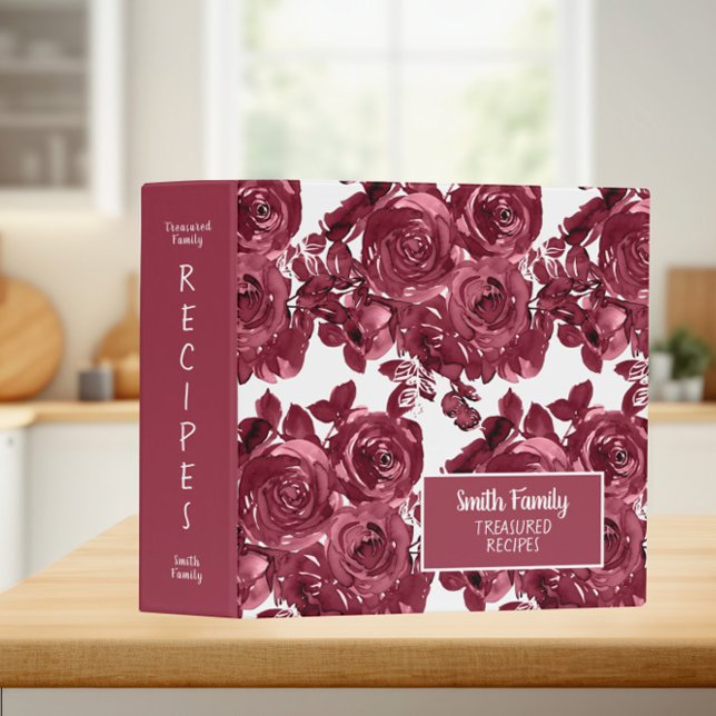 Red Watercolor Floral Recipe 3 Ring Binder (Creator Uploaded)