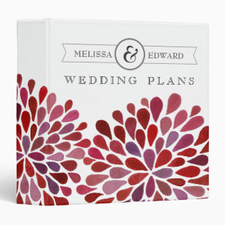 Red Watercolor Floral Wedding Planner Binder