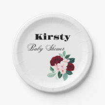 Red Watercolor Flower Baby Shower