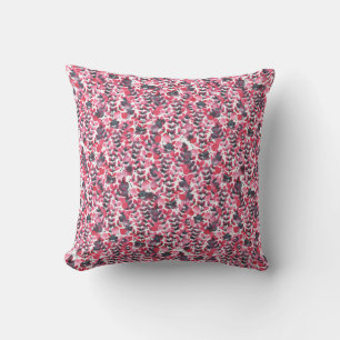 Red watercolor foliage throw pillow