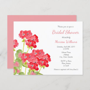 Red Watercolor Geraniums 2 Invitation