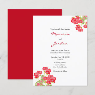 Red Watercolor Geraniums 2 Invitation