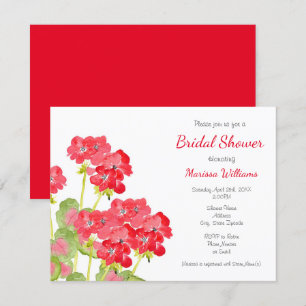Red Watercolor Geraniums 2 Invitation