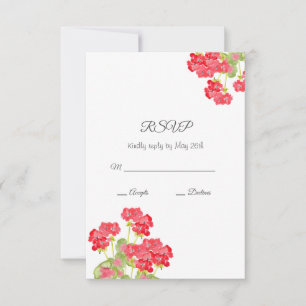 Red Watercolor Geraniums 2 RSVP Card