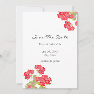 Red Watercolor Geraniums 2 Save The Date