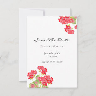 Red Watercolor Geraniums 2 Save The Date