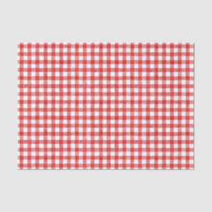 Red Watercolor Gingham Tissue Paper
