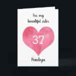 Red Watercolor Heart 37th Birthday Card<br><div class="desc">A personalized red heart 37th birthday card for her, which you can easily personalize with her age and name on the front of this birthday card. You will also be able to edit the inside card message if wanted. This would make a wonderful thirty seventh birthday card keepsake for her....</div>