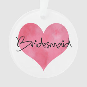 Red Watercolor Heart Bridesmaid  Ornament