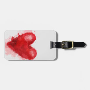 Red watercolor heart gothic girl valentine luggage tag