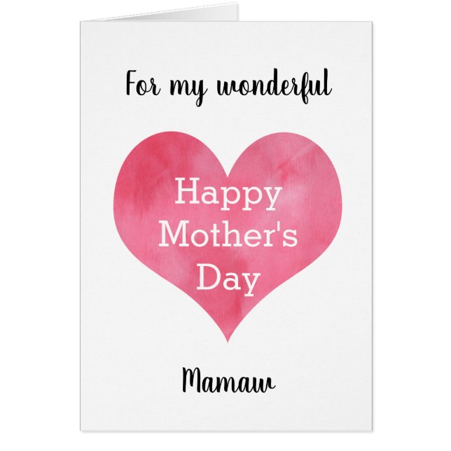 Red Watercolor Heart Happy Mother's Day Mamaw (Front)