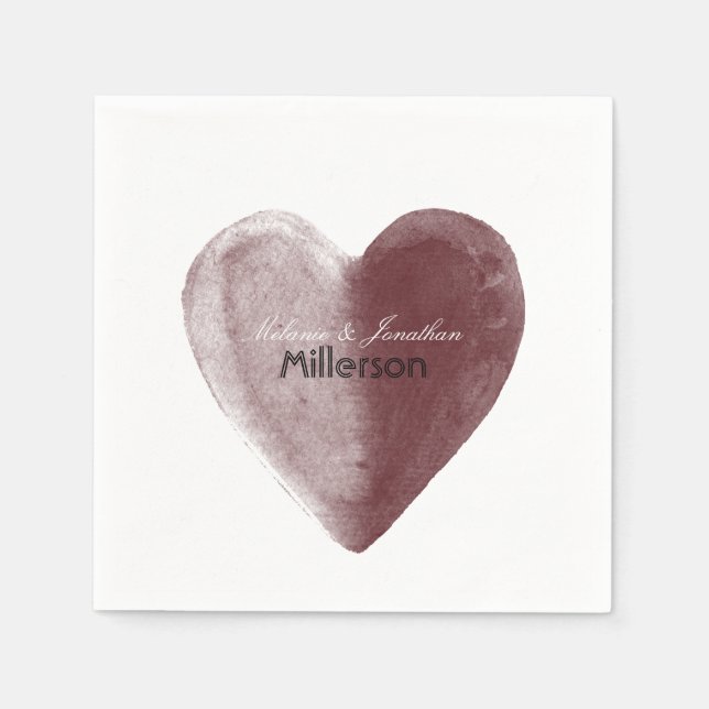 Red Watercolor Heart Napkin (Front)