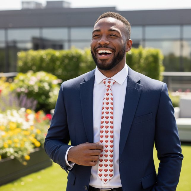 Red Watercolor Heart Pattern Neck Tie (Creator Uploaded)