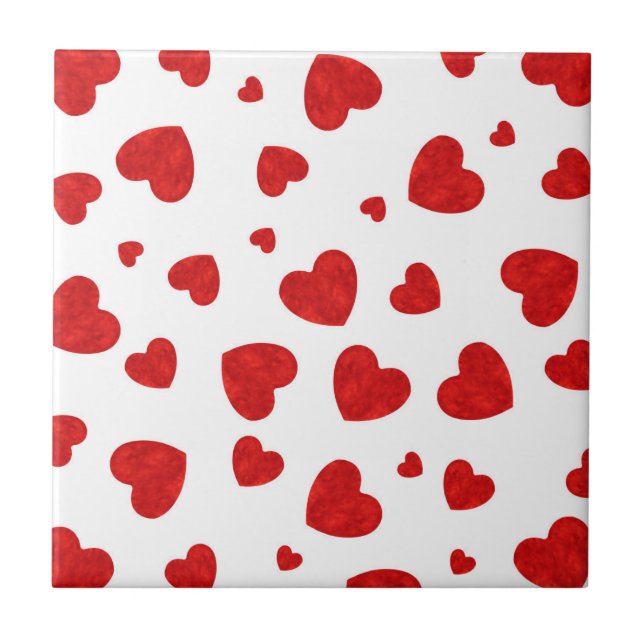 Red Watercolor Hearts Pattern 2  Tile (Front)