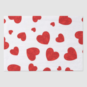 Red Watercolor Hearts Pattern 2  Tissue Paper