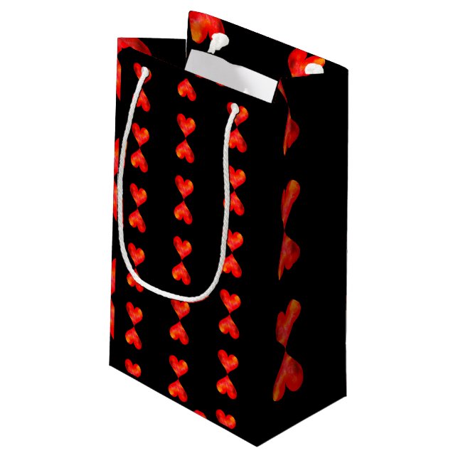 Red watercolor hearts Valentines day. Small Gift Bag (Back Angled)