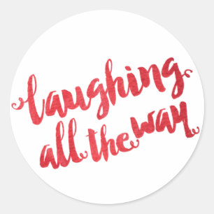 Red Watercolor Laugh All the Way Holiday Sticker