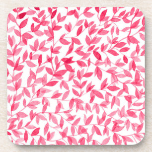 Red watercolor leaves design coaster