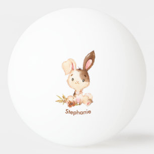 Red Watercolor Little Bunny Ping Pong Ball