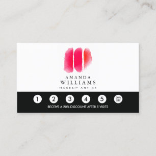 Red Watercolor Makeup Artist Swatches Loyalty Card
